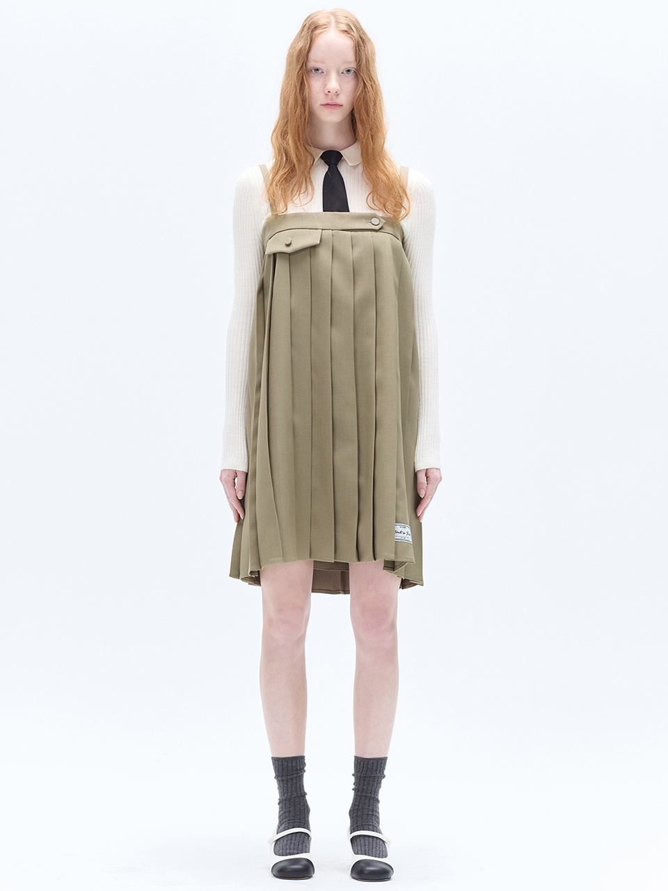 HAE BY HAEKIM Sleeveless Pleated Mini Dress - Beige