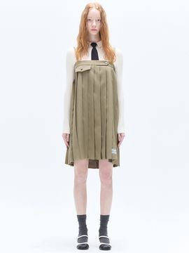 HAE BY HAEKIM Sleeveless Pleated Mini Dress - Beige