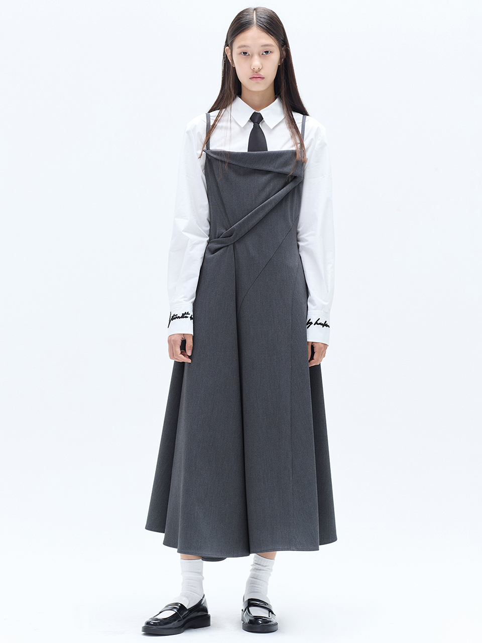 HAE BY HAEKIM Strap Flare Dress - Grey