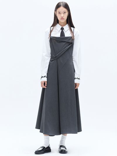 HAE BY HAEKIM Strap Flare Dress - Grey