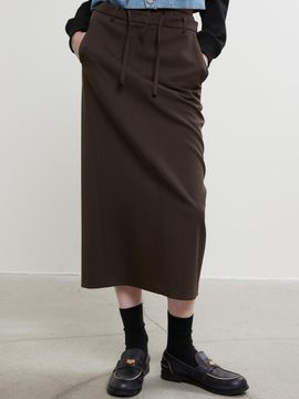 HAE BY HAEKIM String Double Belt Long Skirt_Brown