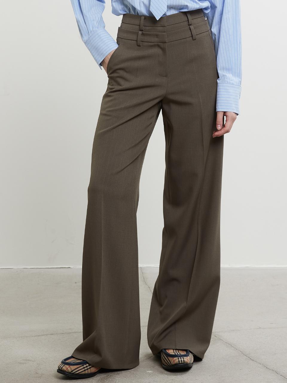 HAE BY HAEKIM Wide Fit Double Belt Pants_Brown