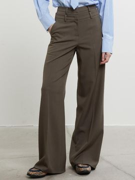 HAE BY HAEKIM Wide Fit Double Belt Pants_Brown