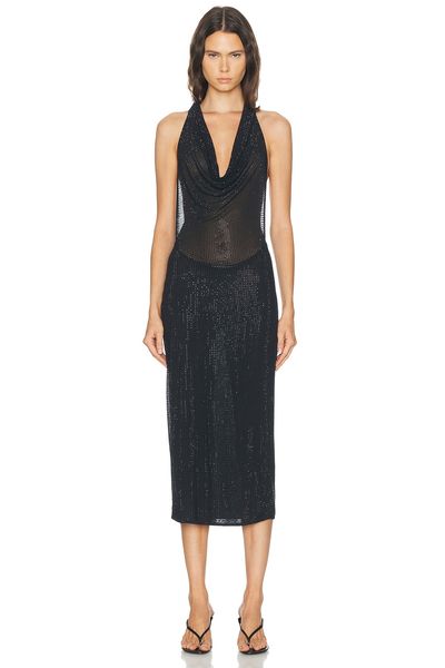 HAELO HAELO Layered Cowl Neck Hotfix Dress