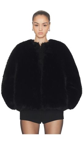 HAELO HAELO Long Hair Faux Fur Bomber