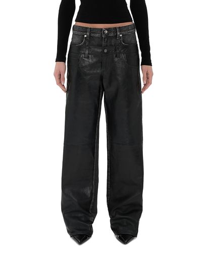 Haikure Haikure Bonnie Leather High Rise Straight Jeans in Hedwig Black