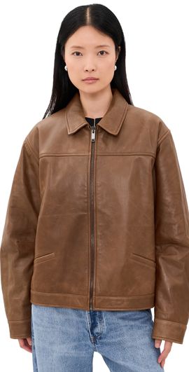 HAIKURE HAIKURE Jocelyn Cropped Silky Leather Jacket Tan