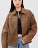 HAIKURE HAIKURE Jocelyn Cropped Silky Leather Jacket Tan - 2