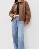 HAIKURE HAIKURE Jocelyn Cropped Silky Leather Jacket Tan - 5