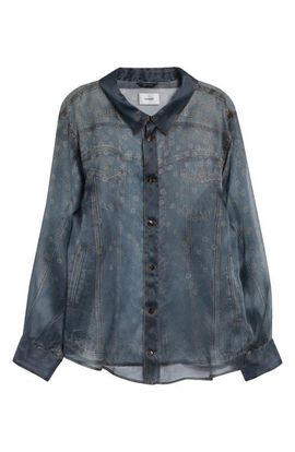 Haikure Haikure Maya Trompe l'Oeil Silk Organza Button-Up Shirt 