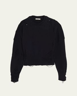 HAIKURE Marcy Distressed Wool Crewneck Sweater