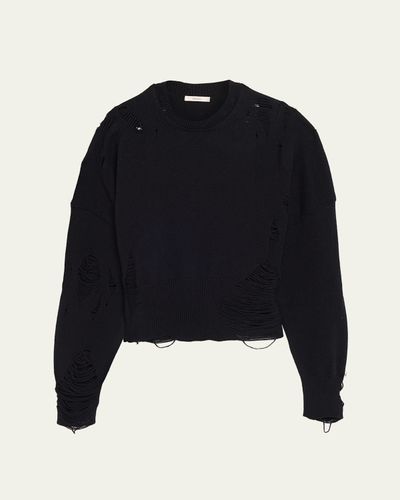 HAIKURE Marcy Distressed Wool Crewneck Sweater