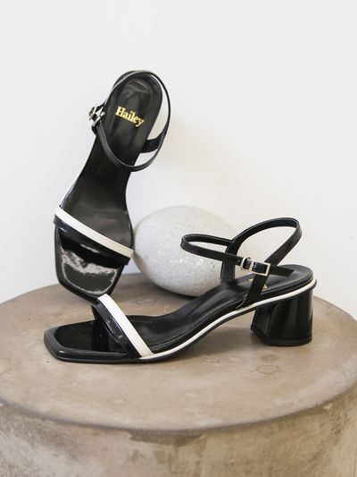 Hailey HJ210078 Black and White Sandal Heel
