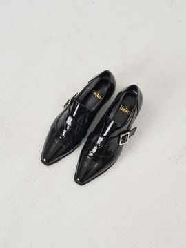 Hailey Oblique Strap Loafers - Black (HJ220021)