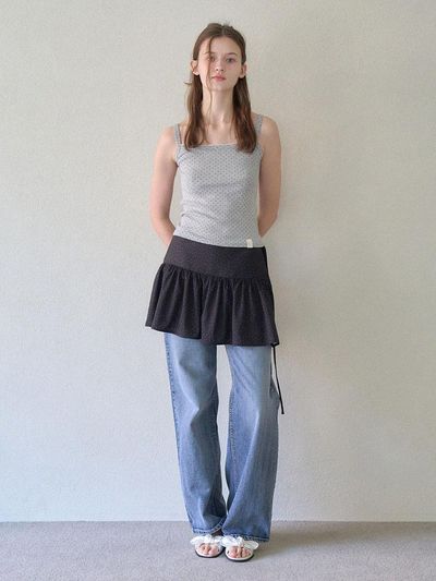 HAINT DOT WRAP LAYERED SKIRT [BLACK]