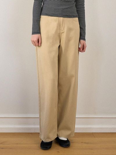 HAINT EVE WIDE STRAIGHT PANTS [BEIGE]