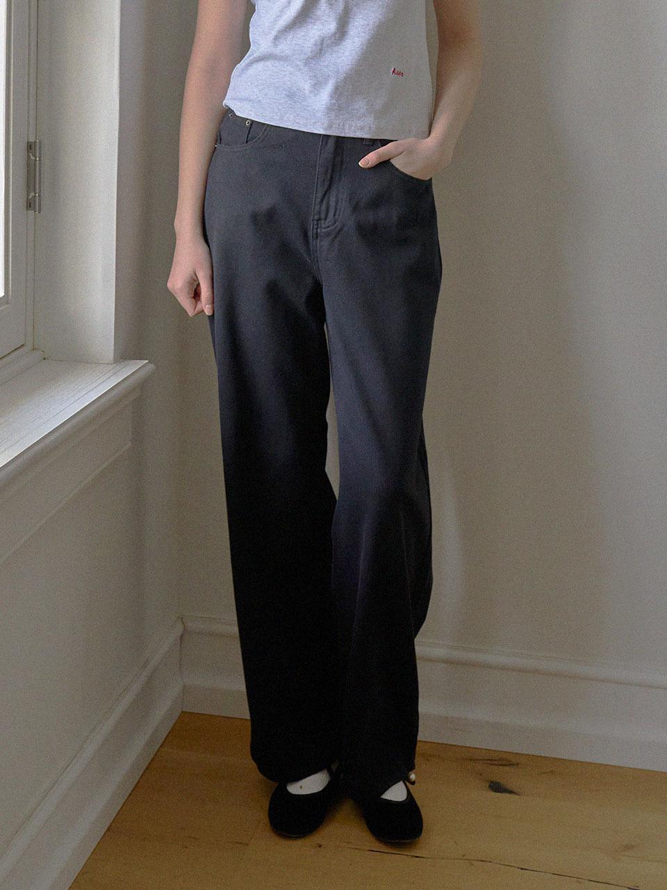 HAINT EVE WIDE STRAIGHT PANTS [BLACK]