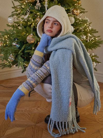 HAINT Fluffy Heavy Wool Scarf_Sky Blue
