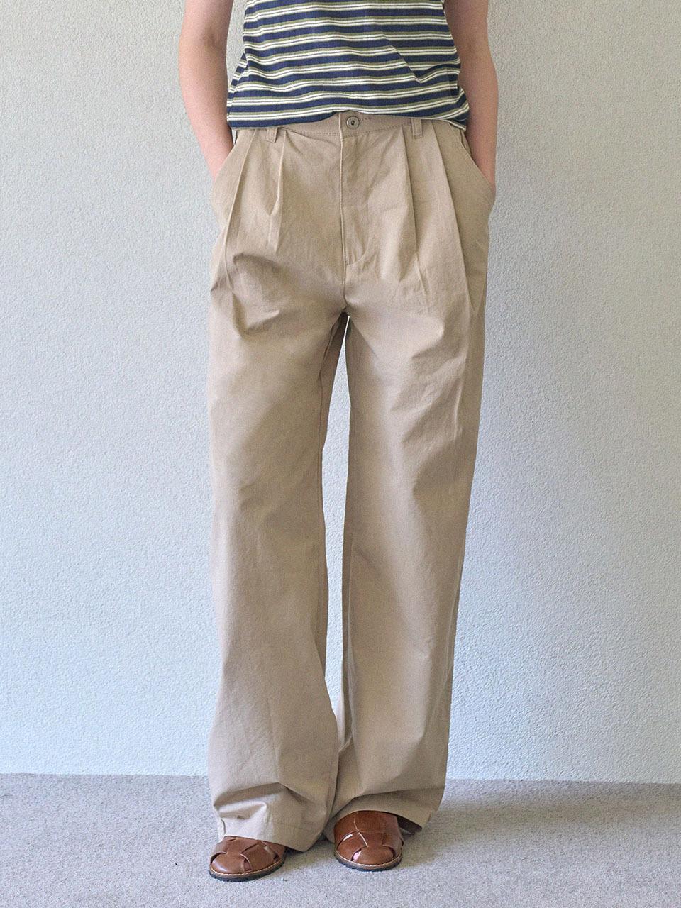 HAINT KOSHI PINTUCK WIDE PANTS [BEIGE]