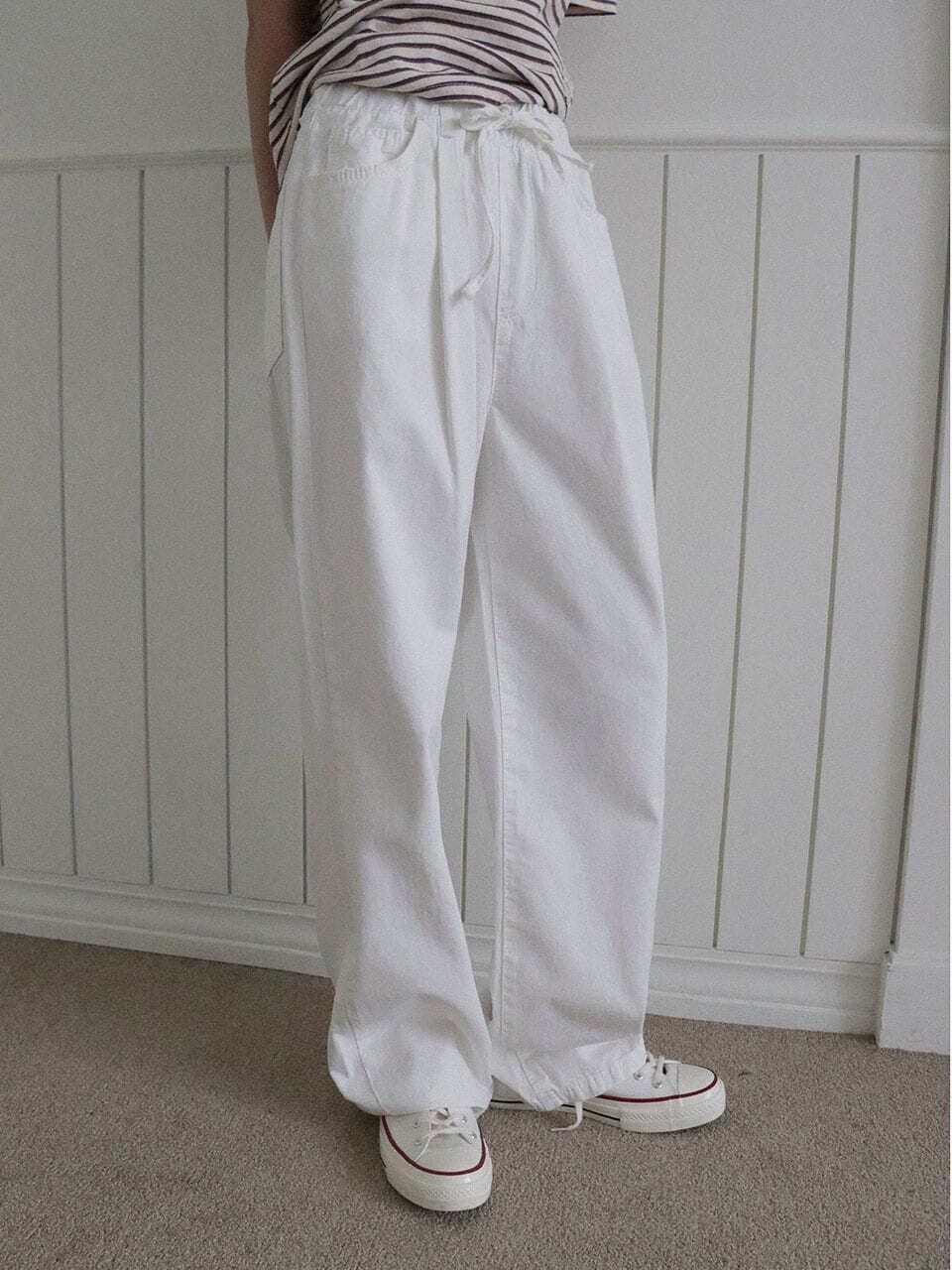 HAINT String Banded Pants - White