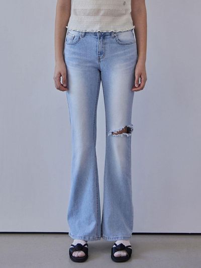 HAINT Uriel Cutting Long Boot Cut Pants