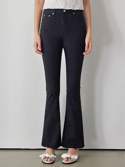 HAINT Vivid Slim Boot Cut Pants_Black