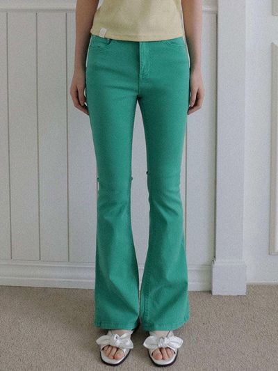 HAINT Vivid Slim Boot Cut Pants_Green