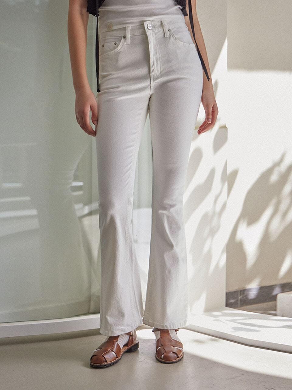 HAINT Vivid Slim Boot Cut Pants_White
