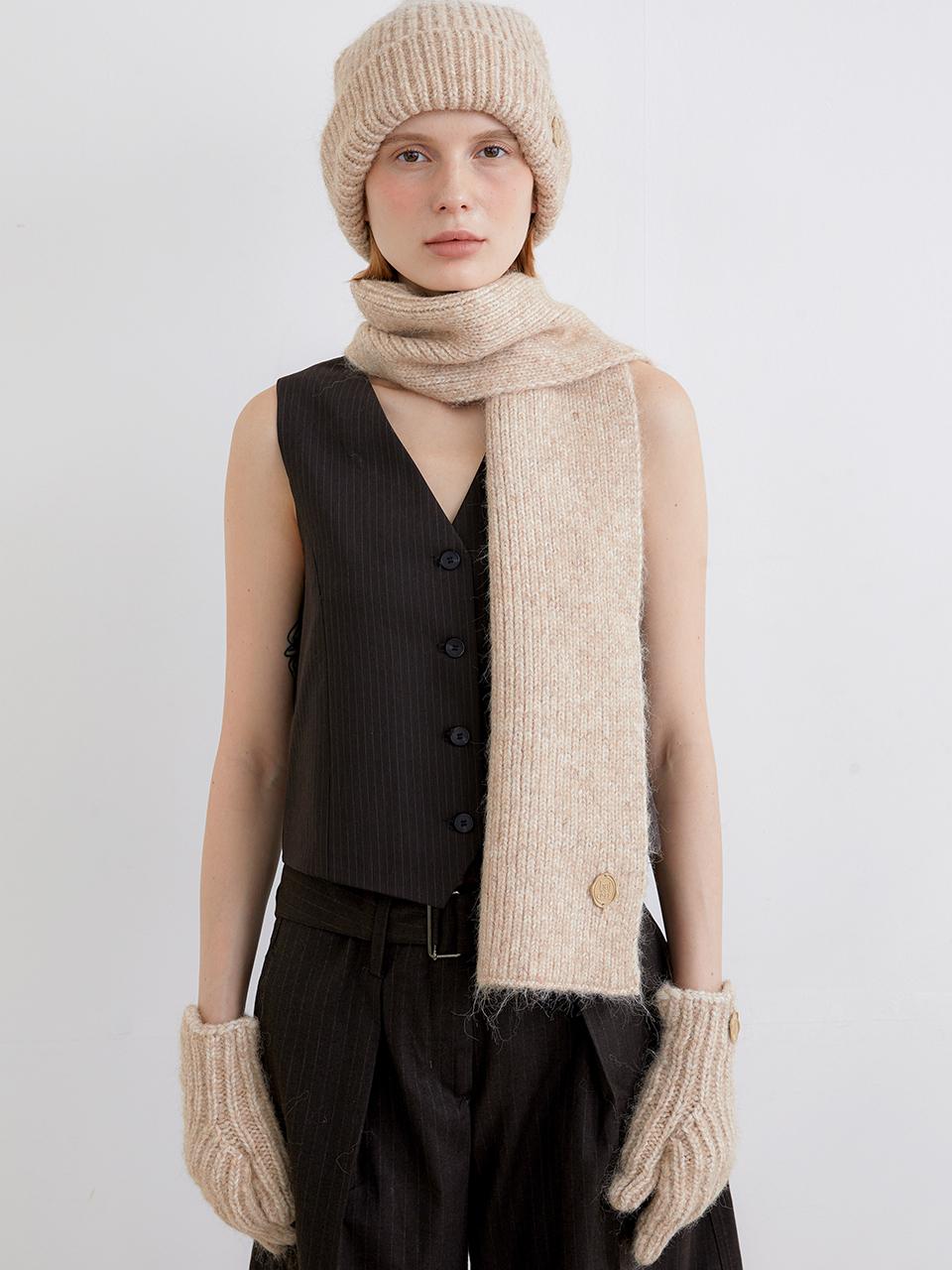 halden 3Pack Premium Poly-Wool Winter Accessories Set [Beige] (M041)