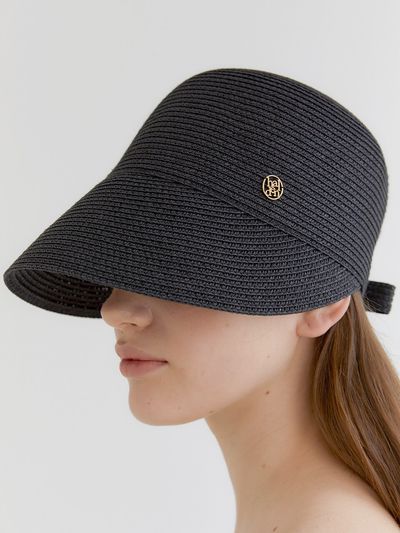 halden Basic Logo Pendant Raffia Cap_Black