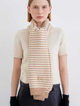 halden Basic Stripe Nordic Knit Muffler [Beige] (M040)