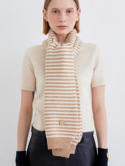 halden Basic Stripe Nordic Knit Muffler [Beige] (M040)