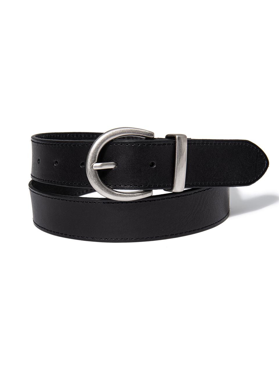 halden Circle Buckle Premium Cowhide Leather Belt [Black] (T028)