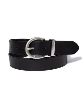 halden Circle Buckle Premium Cowhide Leather Belt [Black] (T028)