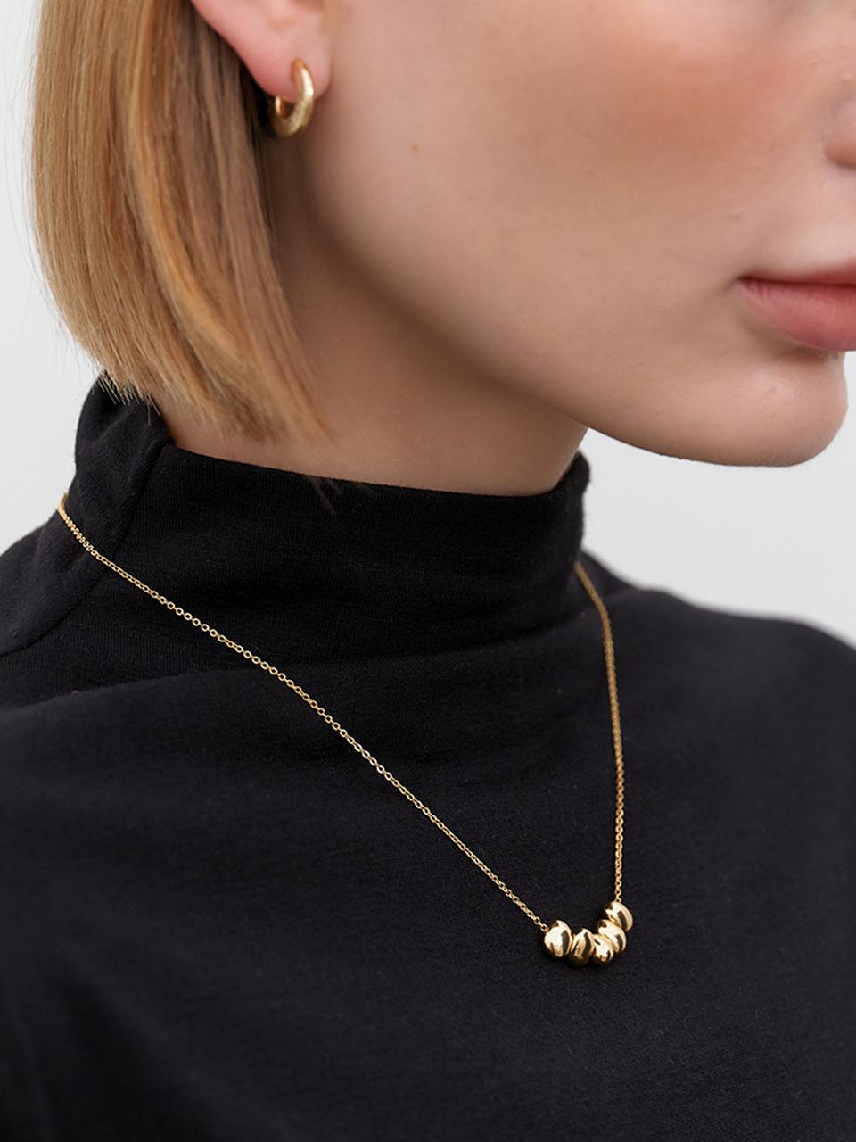 halden Delicate Brass Pebble Pendant Necklace (N026_gold)