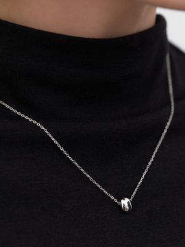 halden Delicate Brass Simple Pebble Pendant Necklace (N025_silver)