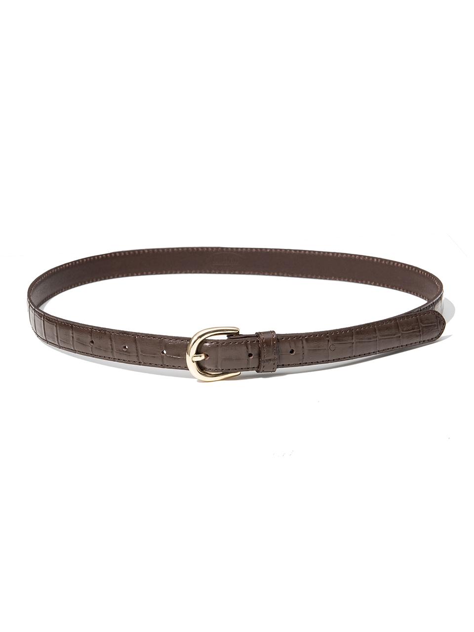 halden Embossed Texture Pattern Cowhide Leather Belt [Brown] (T014)