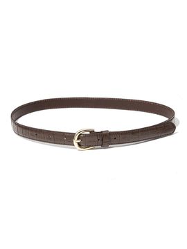 halden Embossed Texture Pattern Cowhide Leather Belt [Brown] (T014)