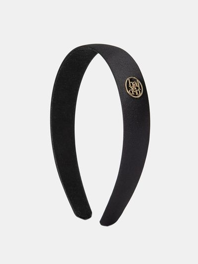 halden Flat Satin Logo Pendant Hairband_Black