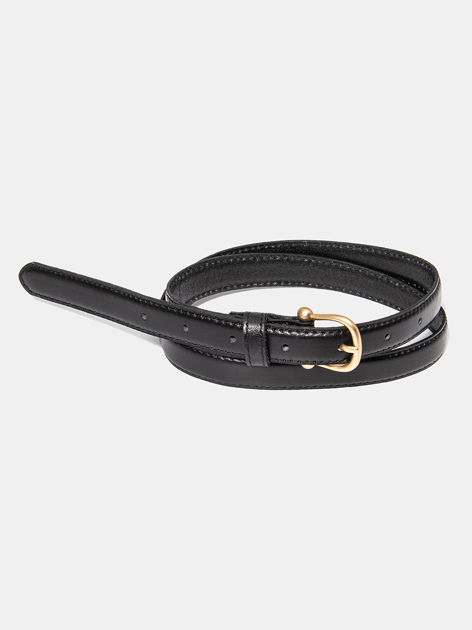 halden Gold Bell Buckle Leather Belt_Black