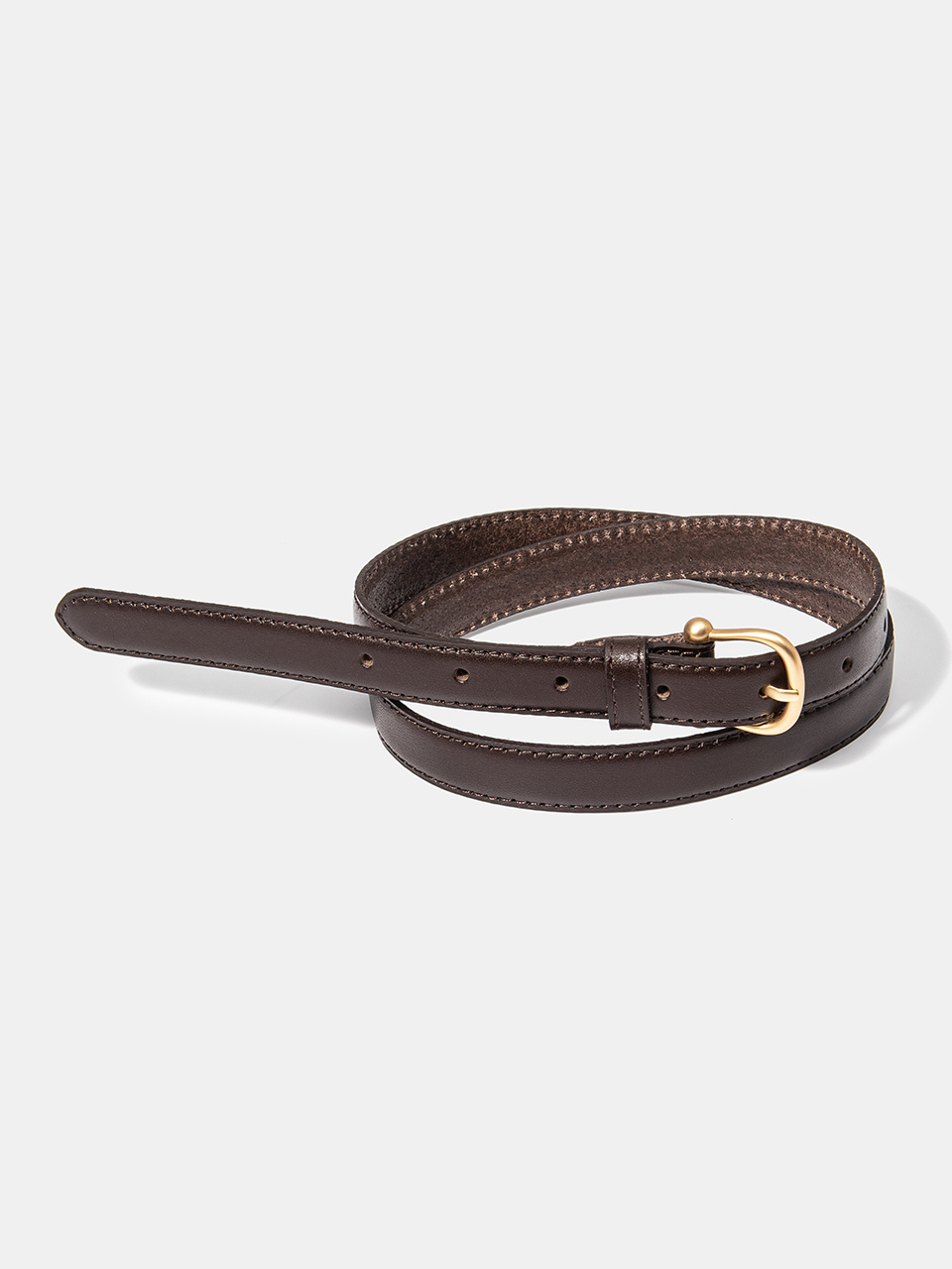 halden Gold Bell Buckle Leather Belt_Brown