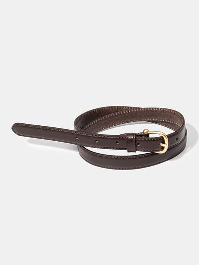 halden Gold Bell Buckle Leather Belt_Brown