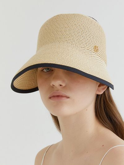 halden Half Cloche Logo Pendant Raffia Cap