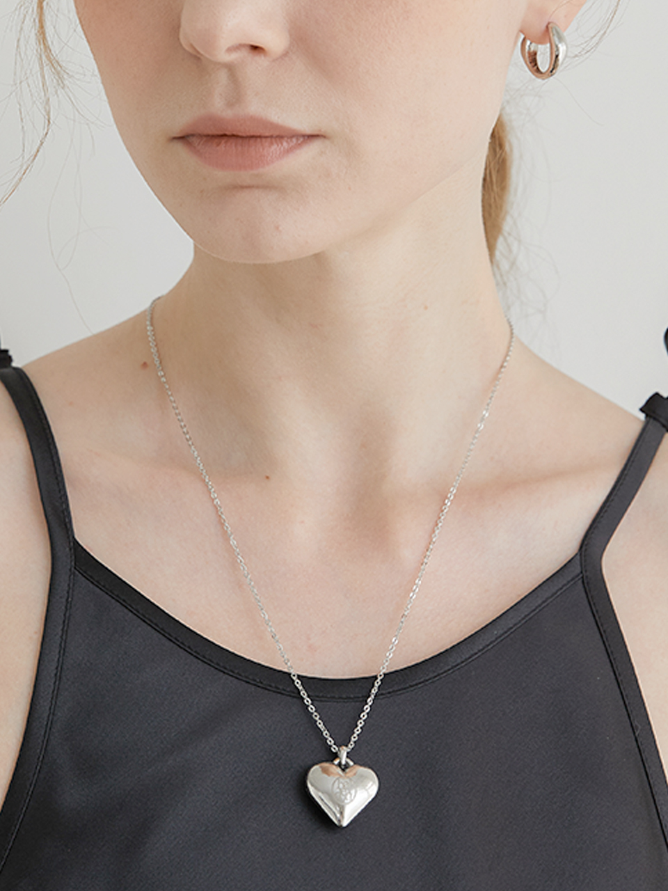 halden Heart Pendant Chain Necklace_Silver