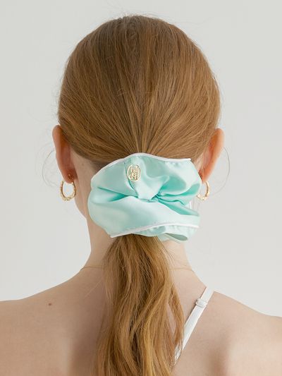 halden Line Satin Logo Pendant Scrunchie