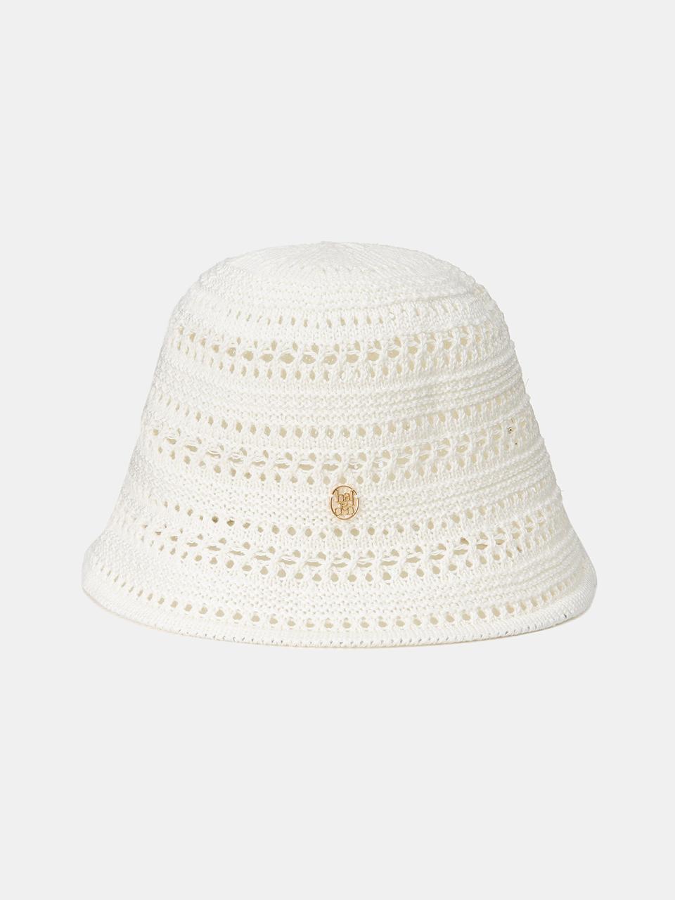 halden Logo Pendant Punching Polyester Bucket Hat [Beige] (C049)