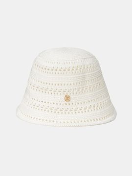 halden Logo Pendant Punching Polyester Bucket Hat [Beige] (C049)