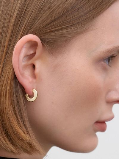 halden Minimalist Brass Flat Ring Earrings [Gold] (E038_gold)
