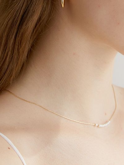 halden Nine Pearl Thin Necklace_Gold