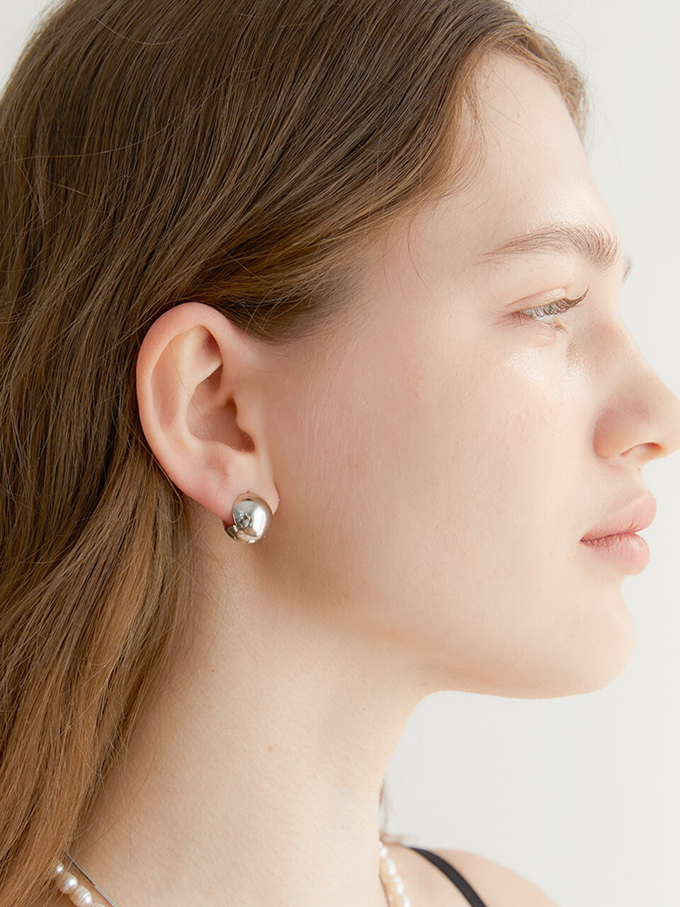 halden One Touch Ball Earrings_Silver Medium